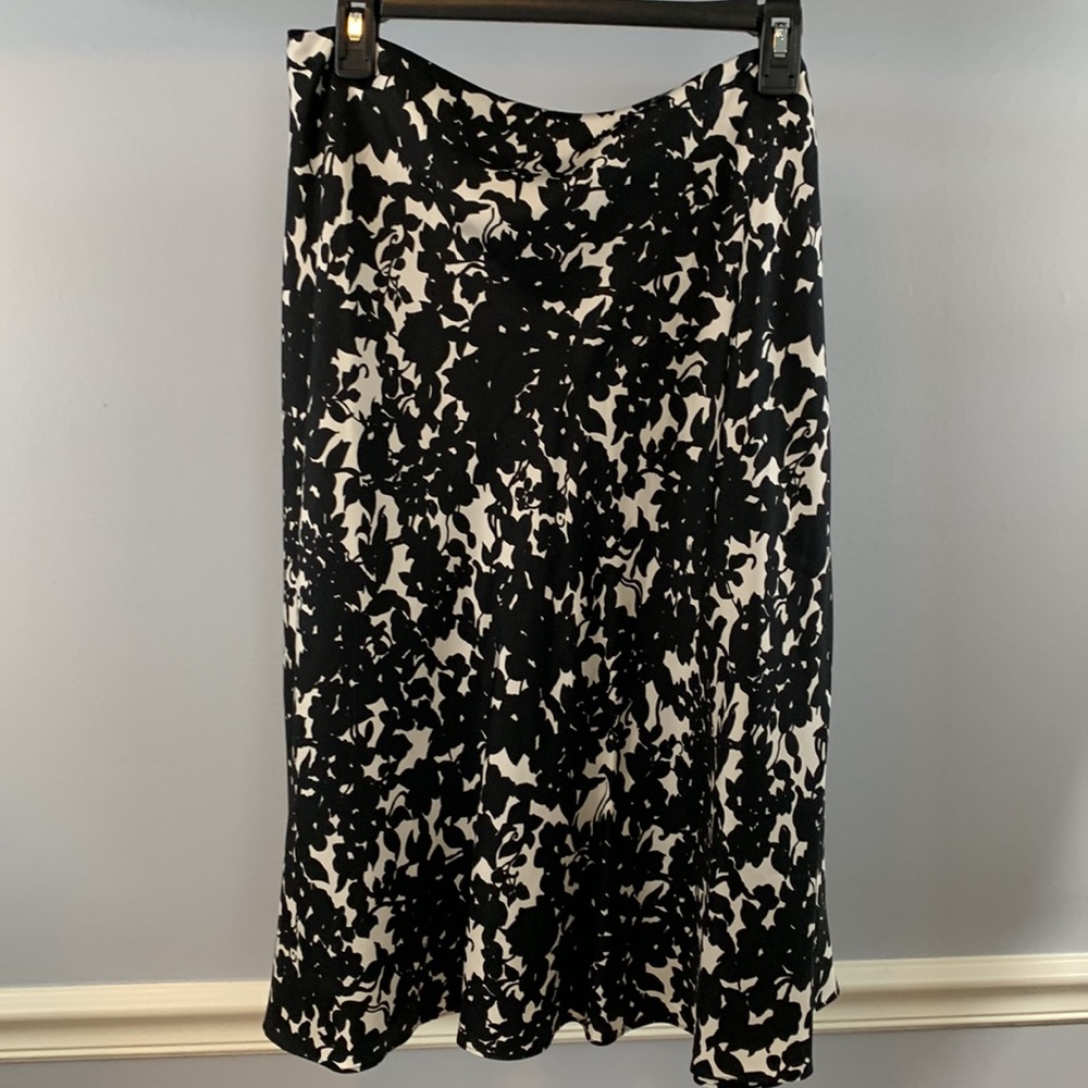 Lauren Ralph Lauren Black and White Midi Skirt Silk